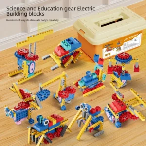 diy creative steam kit 126pcs building blocks + 1pc motor + box